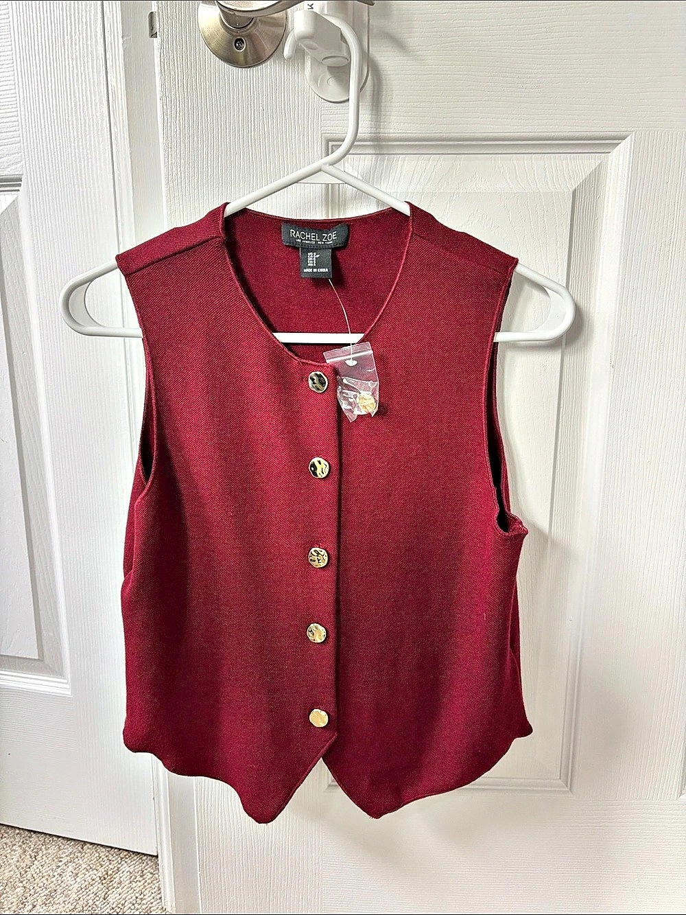 Rachel Zoe Sleeveless Button-Front Top in Red Size Small NWT